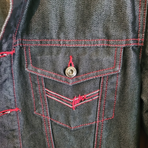 FUBU Dark Blue Denim Cropped Jean Jacket, L - Picture 4 of 8
